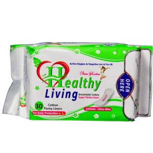 Healthy Living Breathable Cotton Super Panty Liners – 155mm Ultra Slim (30 Pack)