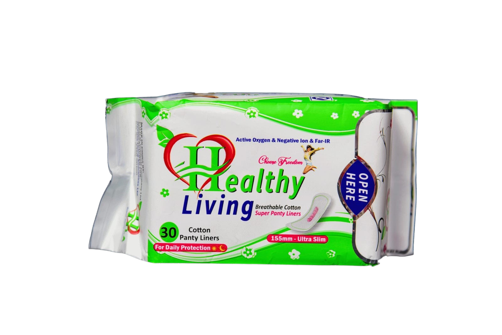 Healthy Living Breathable Cotton Super Panty Liners – 155mm Ultra Slim (30 Pack)